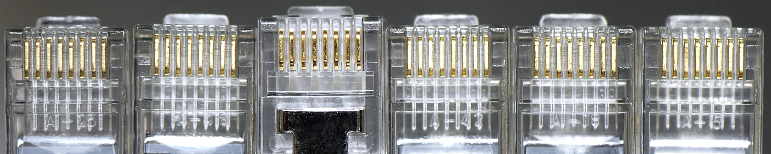 row of shielded rj45 connectors